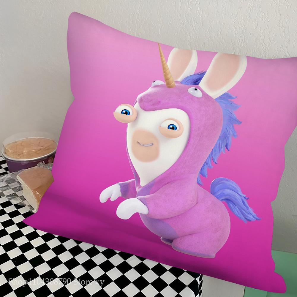 Cartoon Raving Rabbids Spiel Kissenbezug Quadratisches Kissen Schlafzimmer Sofa Freizeit Komfort Kissen Auto Wohnzimmer Heimdekoration