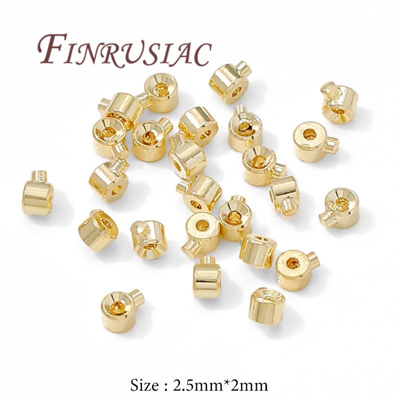 

2.5mm 3mm 18K Gold Plated Crimp End Beads,Crimp Beads For Jewelry Making Supplies,Necklace End Bead,Bracelets Accessories 10 pieces