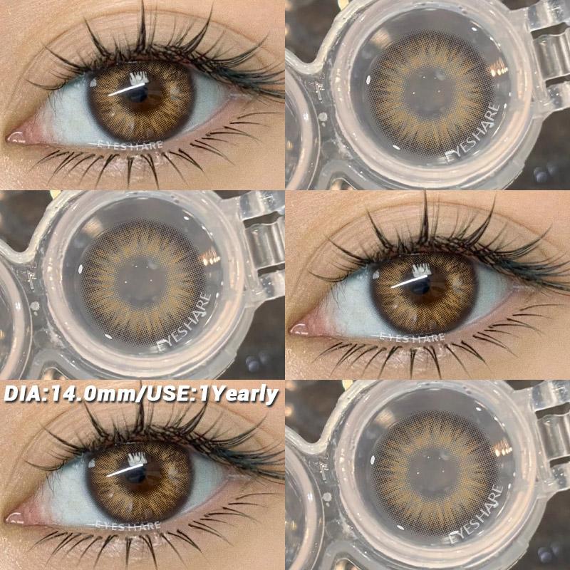EYESHARE 1Pair Color Contact Lenses for Eyes Blue Eye Contacts Brown Natural Contact Lenses Gray Pupils Lens Yearly