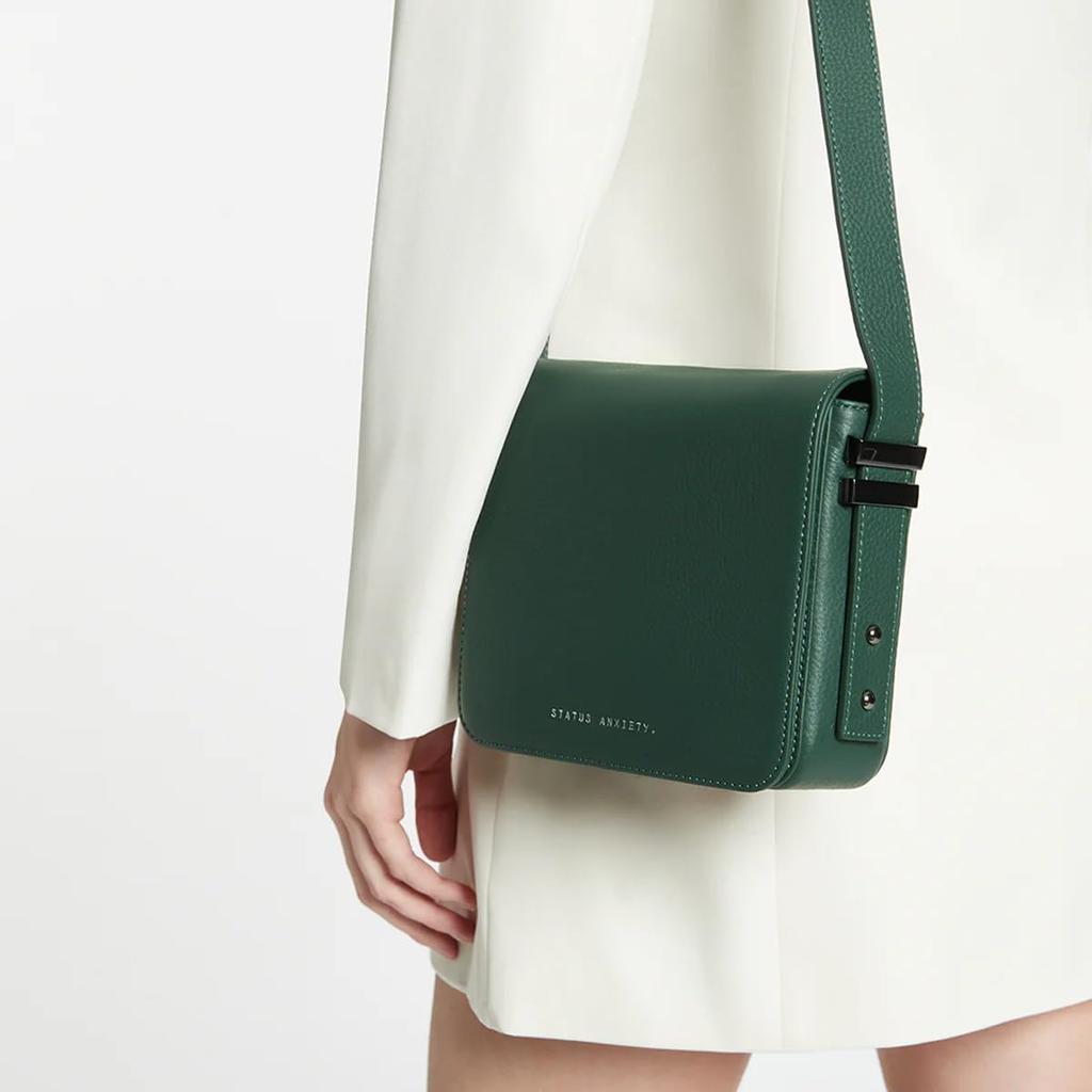 WANT TO BELIEVE Shoulder Bag for Crossbody Adult Leather Korean Leather Green [Status Anxiety] Women, Bag, Bag, Strap, Cowhide, Bag,