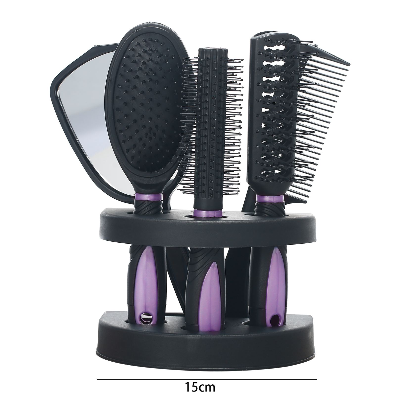 

Set of 5 Hair Combs Mirror Set Professional Salon Hair Cutting Brushes Sets Salon Hairdressing Styling Tool And Holder фиолетовый