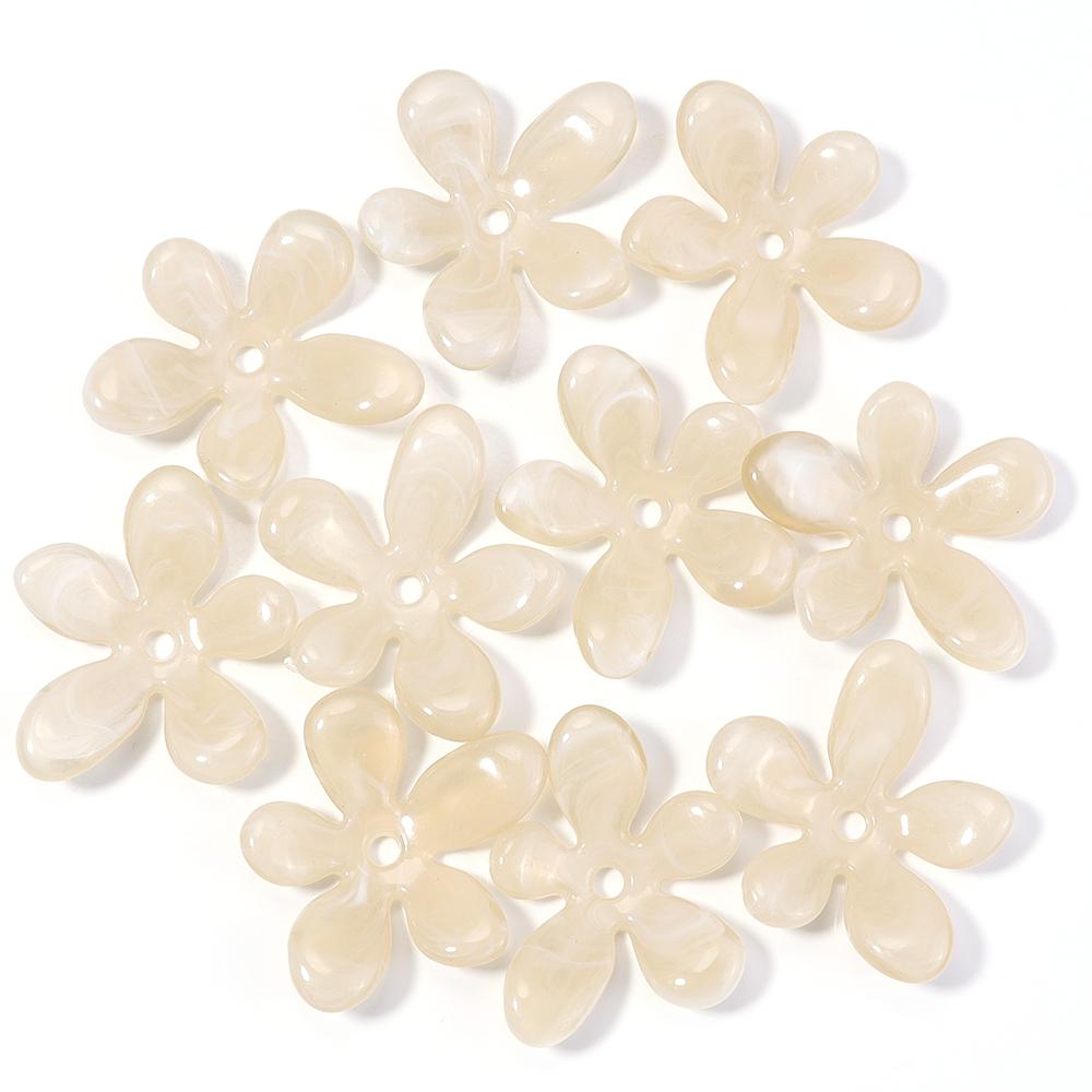 10Pcs Irregular Flower Acrylic Beads Dual Color Flower Spacer Beads Charms Bead Caps For Jewelry Making Diy Bracelet Necklace