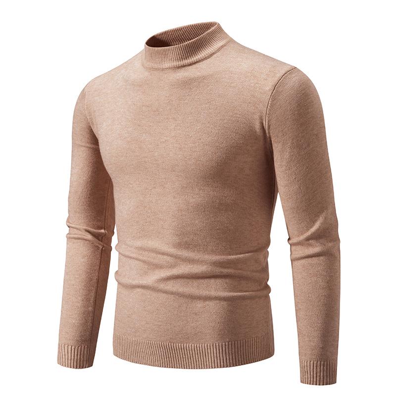 2024 Men's Large Slim Knit Half Turtleneck Sweaters for Autumn & Winter