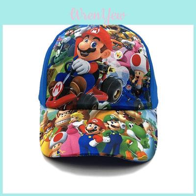 Super Mario Bros Pattern Kids Sun Hat With Breathable Cotton Brim For Summer Outdoor Play