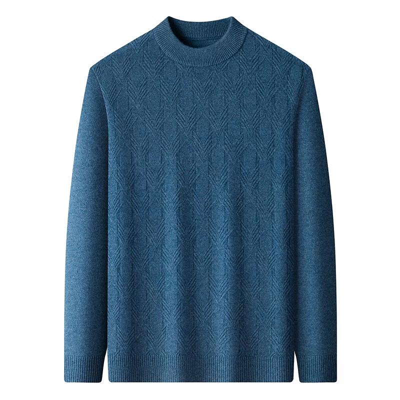 Hengyuanxiang Men's 100% Wool Round Neck Warm Sweater