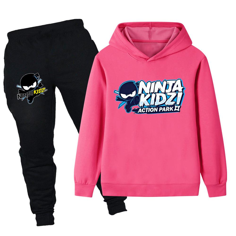 PB1174 Kids Boys Girls NINJA KIDZ Printed Long Sleeves Hoodie Trousers Top Pants Clothes Sets