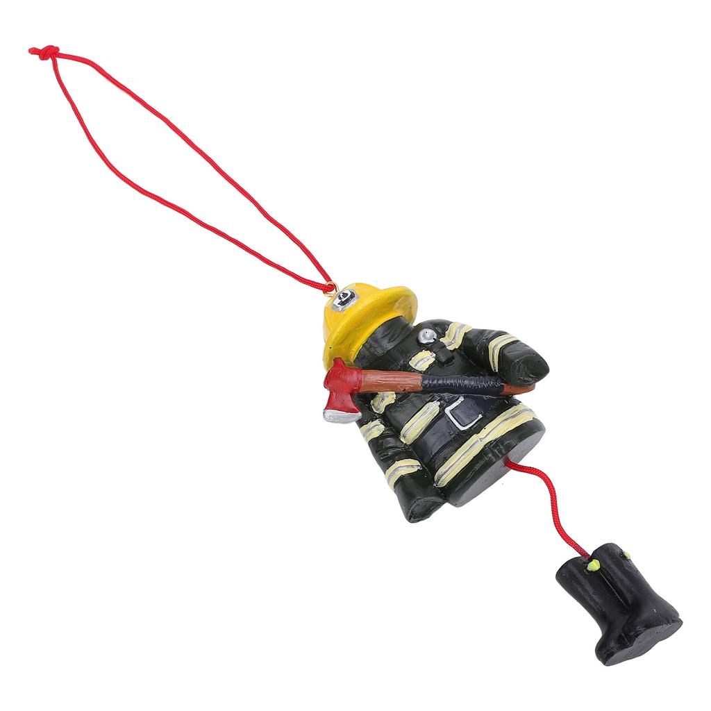 Xmas Firefighter Hanging Ornament Yellow Green Color Matching Resin Fireman Xmas Tree Car Decoration