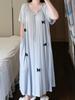 Women's Plus Size Summer Short-Sleeved Dress with Built-in Bra for Home or Outdoors