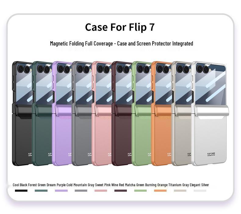 Samsung ZFlip7 Case: Ultra-Thin Foldable Screen Protector with Magnetic Adsorption - Full Coverage, Hard Shell Design.