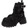 Thick Platform Boots Women'S Versatile Lace Up Ankle Boots  Autumn Winter New Patchwork Fabric Thick Soled Short Biker Boots