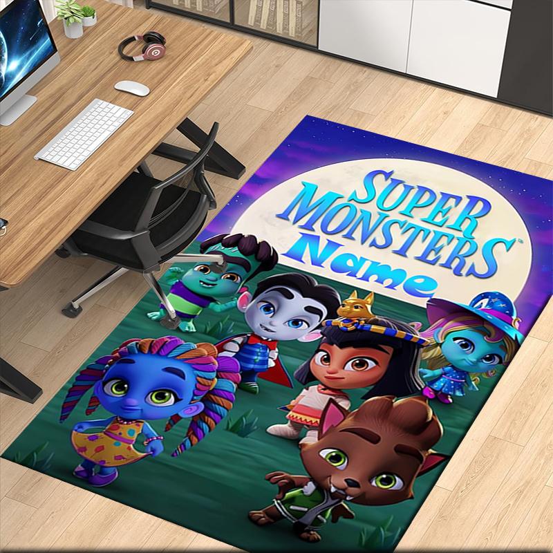 Custom Name Super Monsters Printed Carpet, for Office Chair Living Room Bedroom Kitchen Room Decor Gifts.