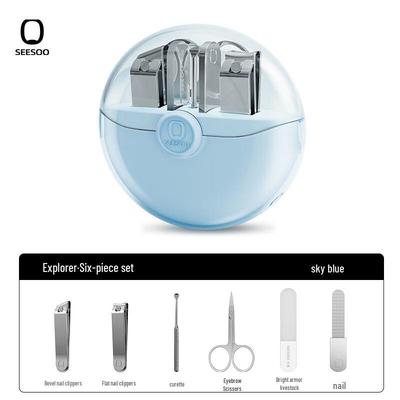 SEESOO Colorful Explorer 1 Nail Clipper & Eyebrow Scissor 6-Piece Set