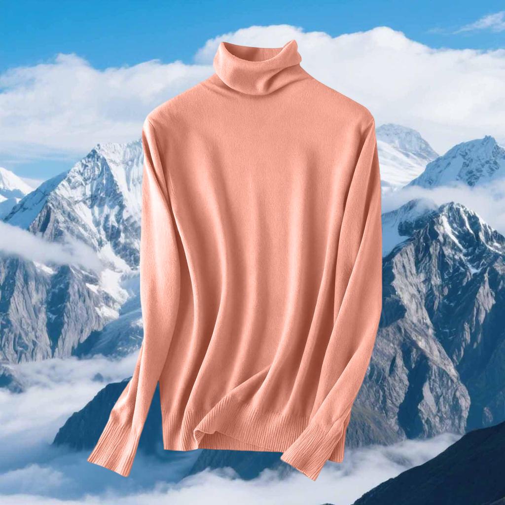 Dam Slim Fit Temperament Ull Långärmad Sömlös Polotröja