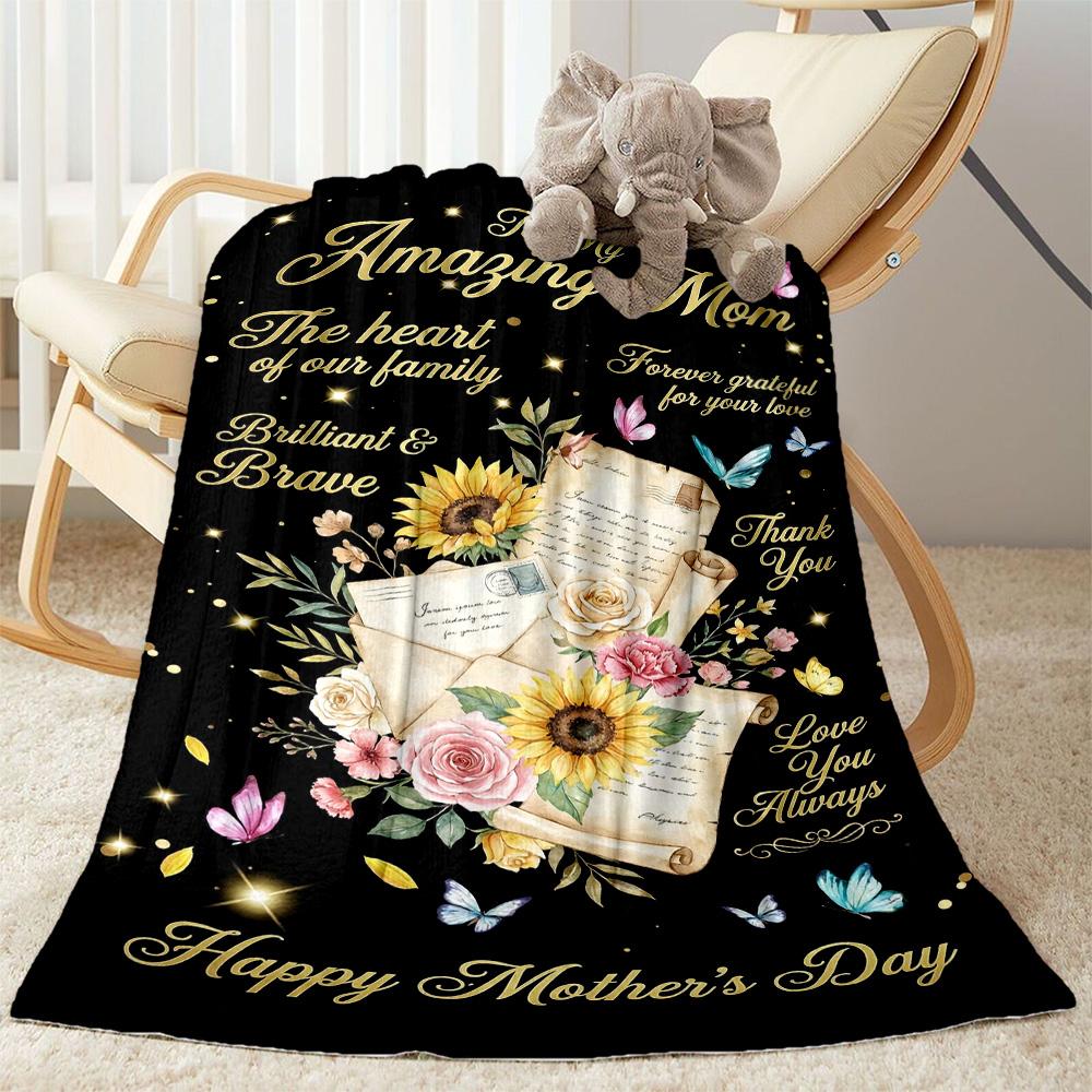 Mom's Gratitude And Love Blanket Suitable for Sofas,travel, Living Rooms Also a Good Gift for Friends and Family Suitable for All Seasons.