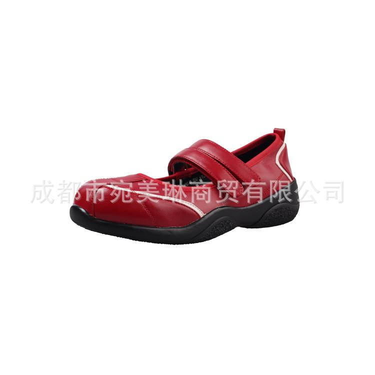 Round head muffin bottom leather sports shoes women's 2025 spring and autumn new Velcro color matching platform casual moral training shoes