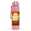 1PC Pumpkin Ghost Orange Print 750ml Color Plastic Sports Water Bottle Leakproof Flip Straw Lid Suitable for Sports Office Home Use