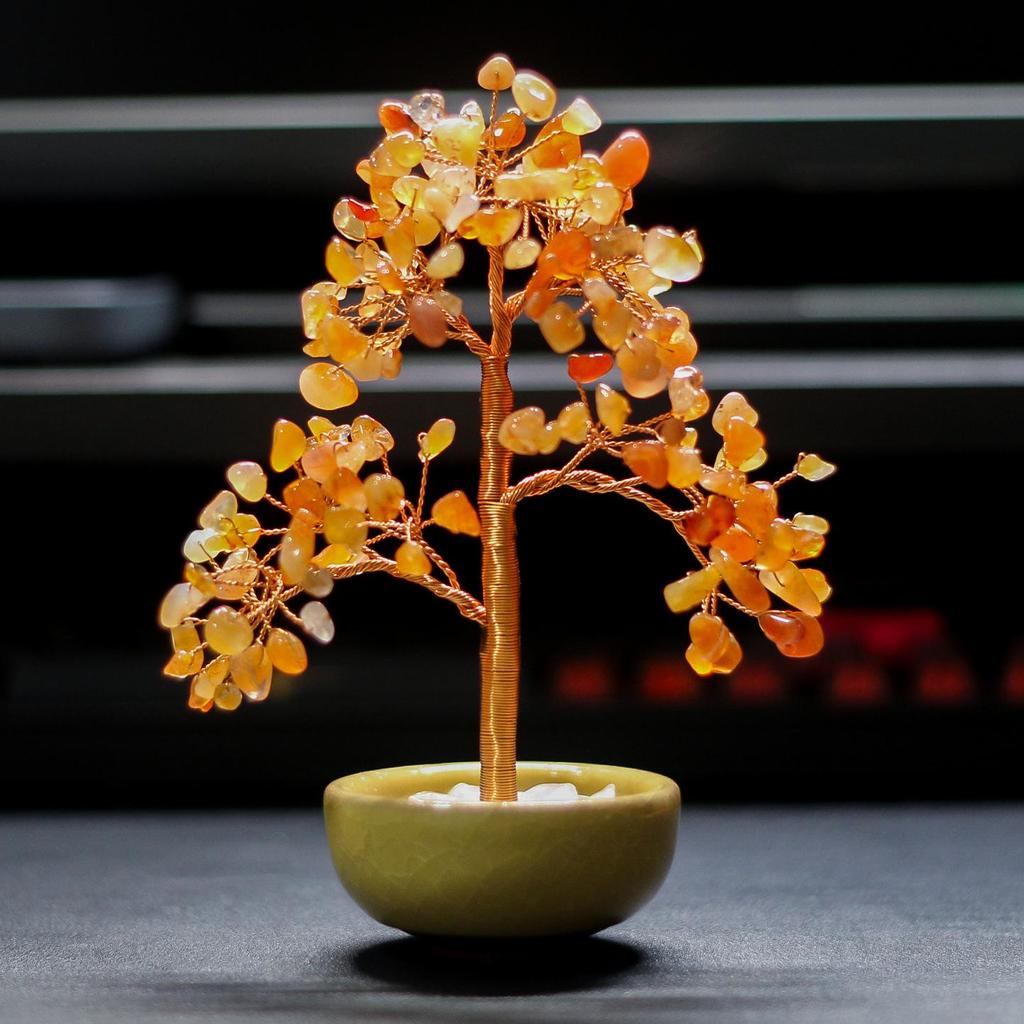 Bestselling Yellow Crystal Tree Teacup Coaster Ornament for Home or Office Decor
