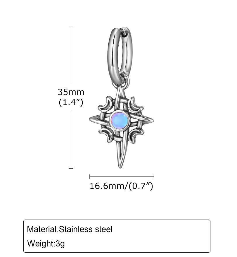 Stainless Steel Men s Retro Necklace with Star Moon Turquoise Pendant (PN-2111)
