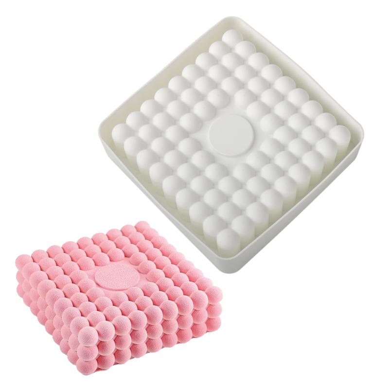 Square Surface Bubble Texture Design French Mousse Cake Mold Silicone Cake Mold Kitchen Bakeware Dessert Decorating Tools
