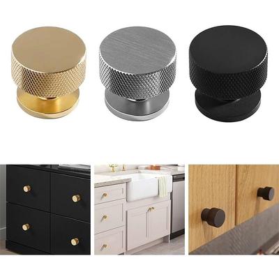 Moderne Aluminiumlegierung Schrankknauf Runder Rändel-Schrankknauf Einzelbohrung Design Türgriff Möbelzubehör