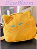 Cute Cat Mini Shoulder Bag With Cotton Material And Zipper Closure For Daily Use