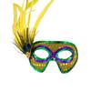 Women's Half Face Masquerade with Sequins and Feathers - Peacock Three Color Design for