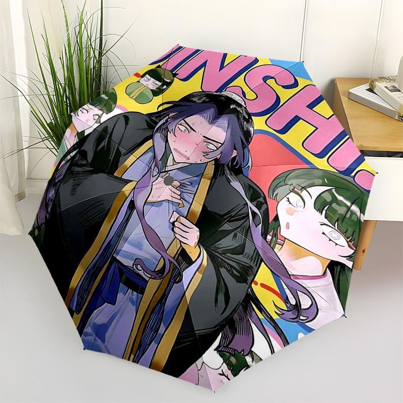 

1pc Outdoor Umbrella with Jinshi! Print - Automatic Opening/Closing, Portable 3-Fold Design, 8-Bone Iron Frame - Perfect Gift for Fans, Travele