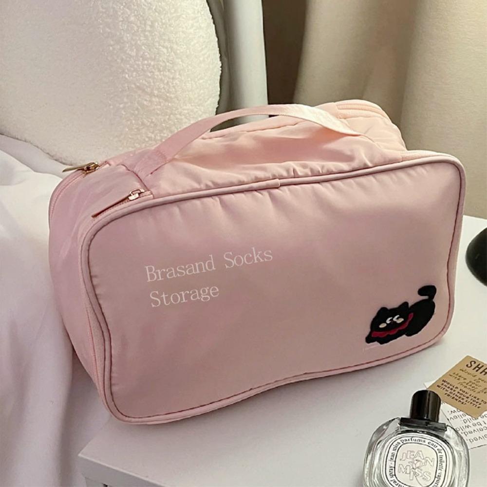 Cute Cat Travel Bra Organizer Double Layer Travel Storage Bag Durable Sock Packaging Bag  Travel