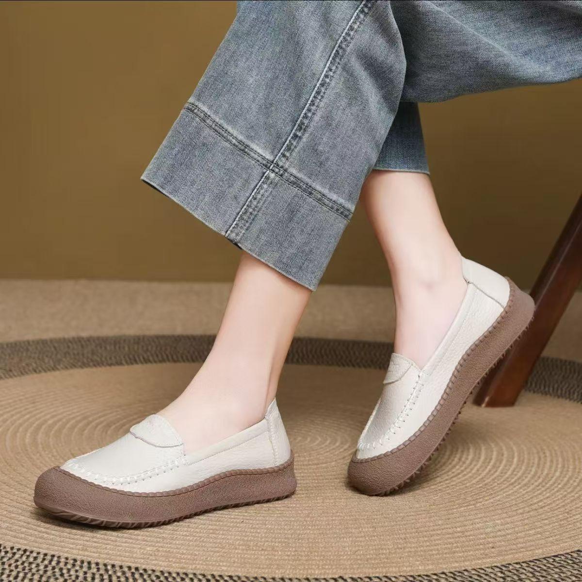 

Leather beef tendon soft sole medium women s shoes mother pedal medium old new soft leather shoes comfortable super soft single shoes 39