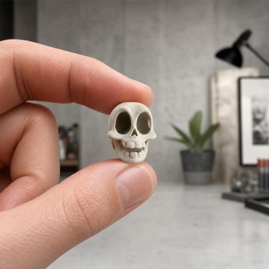 Mini Plastic Skull Figurines, 3D Printed Miniature Figurines Skulls Heads Ornaments, Dark Style Desktop Decor for Office Shelf, Halloween Party