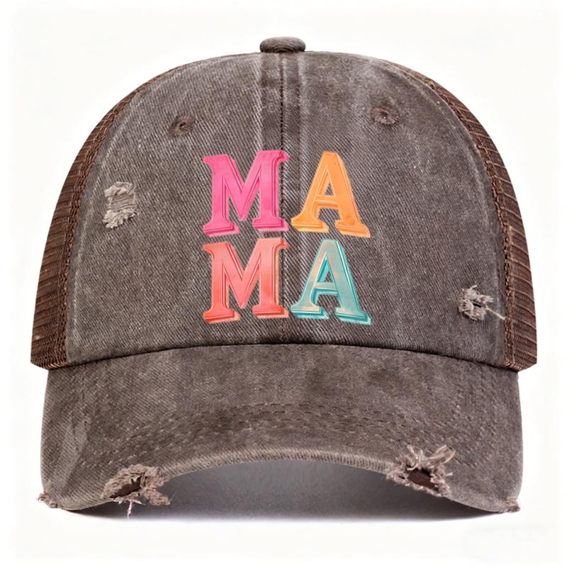 

1pc Retro Mama Patch Embroidery Baseball Caps for Women Washed Soft Adjustable Sport Driver Hats Mother S Day Breathable Gifts Adjustable коричневый