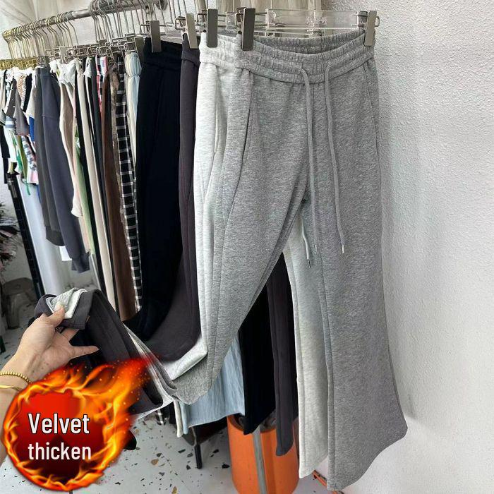 

Women s High Waist Velvet Flare Pants - Petite, Slimming, Floor-Length Sweatpants for Autumn/Winter M