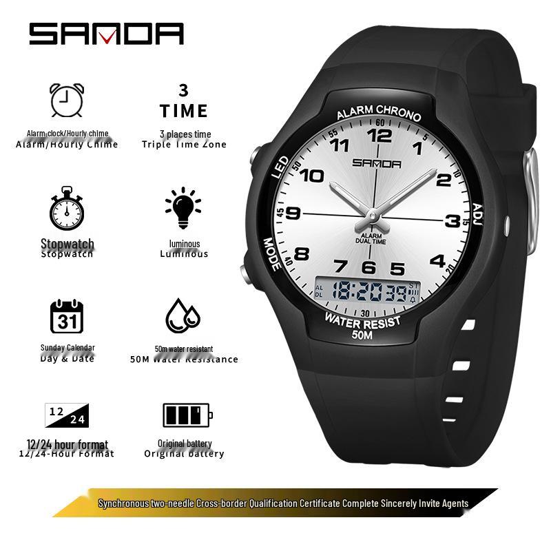 SANDA Dopamine Trend Waterproof Casual Wristwatch for Men and Women