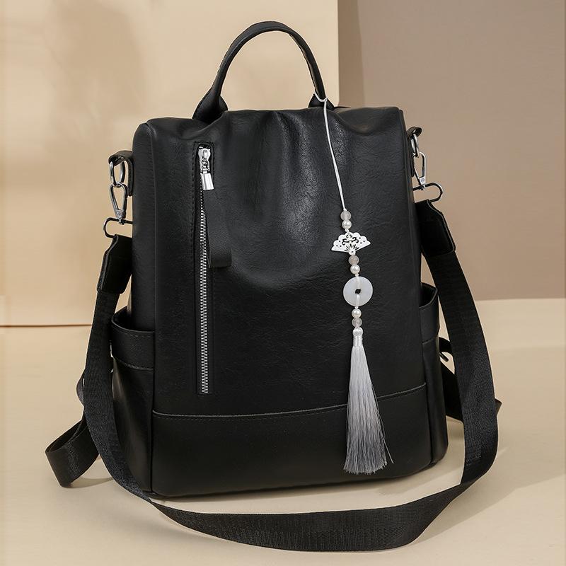 Schoolbag soft pu leather backpack women's bag fashion shoulder backpack anti-theft travel bag Korean version versatile 1011 new large capacity