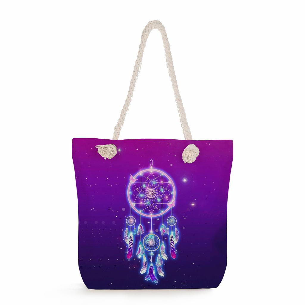 Dreamcatcher print thick rope single-shoulder beach bag 7309 KTB