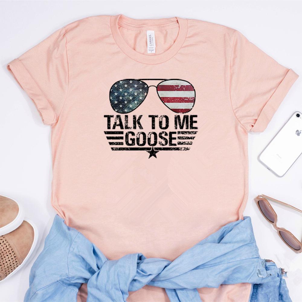 Koszulka Top Gun Porozmawiaj ze mną Gęś T-shirt Unisex Koszulki z filmu Top Gun Vintage Myśliwiec Okulary Graficzny T-shirt Letni Codzienny Top