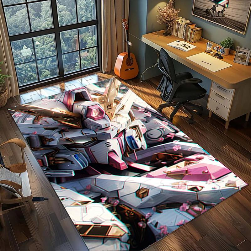 Gundam Non Slip Area Rug Large Washable Carpet Bedroom Gamer Room Decor