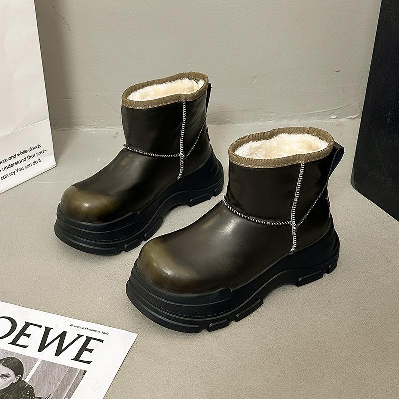 

Women s thick-soled fashion footstool winter lightweight warm anti cold snow boots non-slip casual sneakers Martin cotton boots 40 армія зелений колір