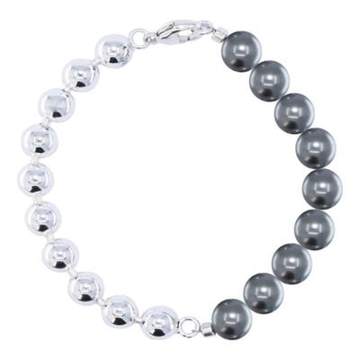 JewelCOUNTY Halb & Halb Silber Kugelkette Armband[92,5 Silber/Grau]
