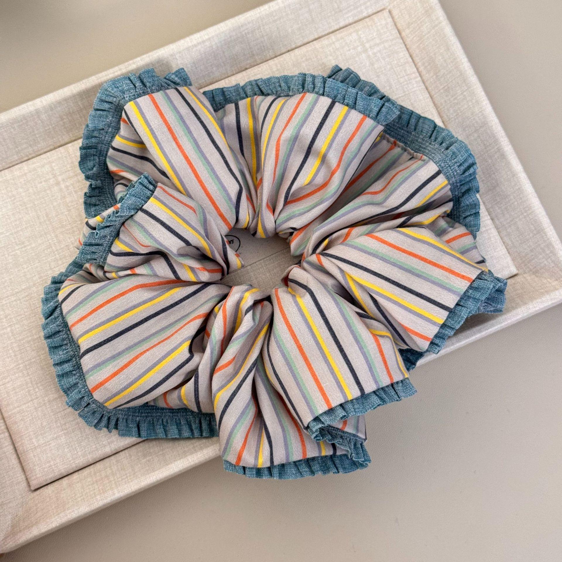 

Нишевый лесной зеленый кружевной красочный полосатый квадратный шарф колбасная резинка для волос литературный ретро девочки галстук хвост повязка на голову новинка