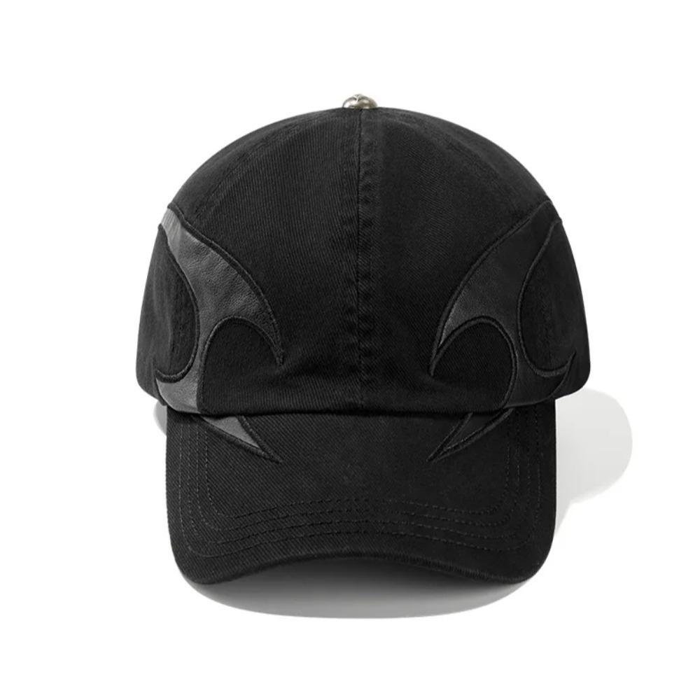

Dark Flame Embroidered Denim Baseball Cap - Washed Distressed Trucker Hat, for Couples Streetwear Fashion, Hip-hop Headwear чёрный