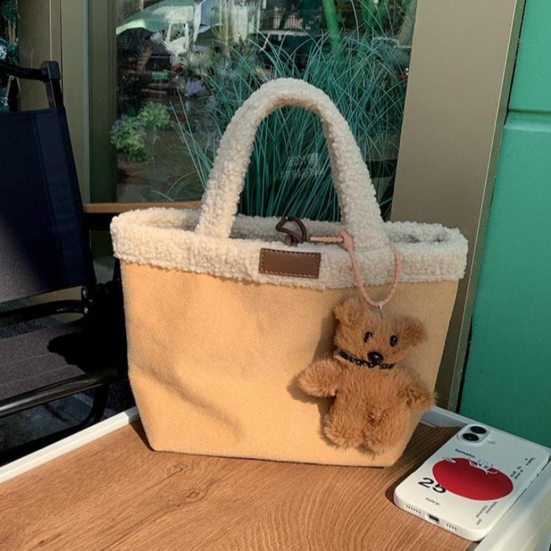 Faux Lammwolle Damen Kleine Umhängetaschen Niedliche Pelzige Damen Geldbörsen Handtaschen Winter Einfache Damen Achseltaschen Weihnachtsgeschenk