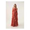 2025 Trendy Women's Off-the-Shoulder Backless Sleeveless Halter Neck Dress with Ruffled Fluffy Skirt