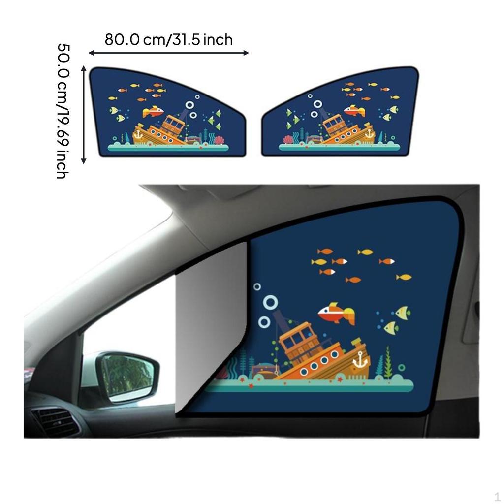 Car Window Sun Shield, Attachable Darkening Screen, Sunlight Protection, Privacy Deep Sea Treasure