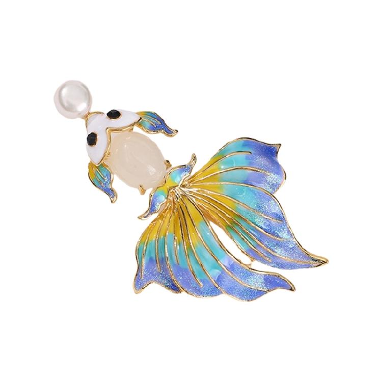 

Cartoon Animal Theme Brooch Pin Enamel Goldfish Badge Fashionable Gift For Women Stylish Christmas Party Decoration синій