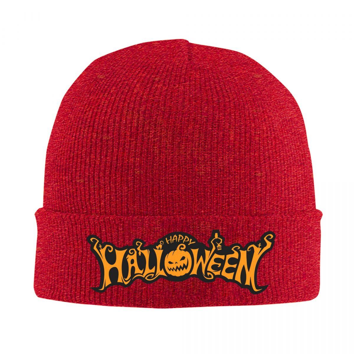 Happy Halloween Warm Knitted Cap Fashion Bonnet Hat Autumn Winter Outdoor Beanies Hats for Men Women Adult One Size
