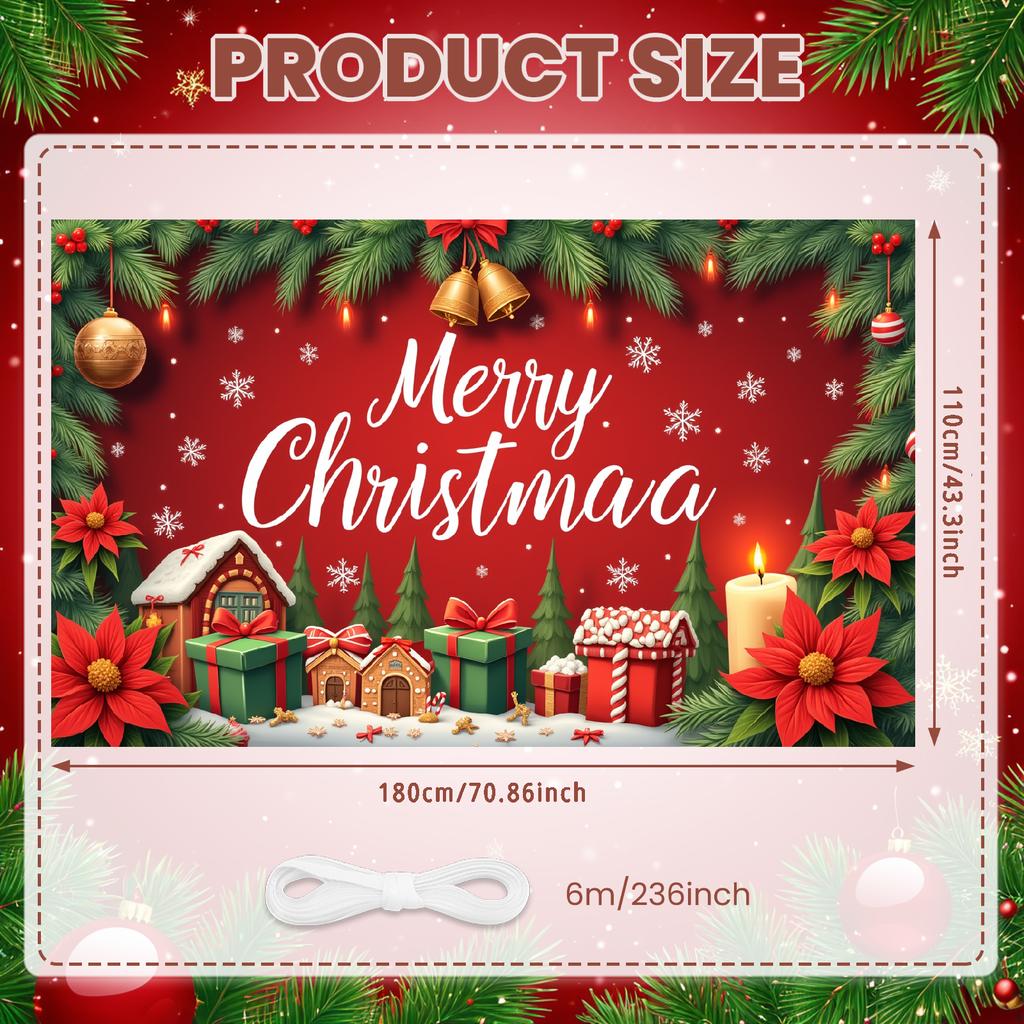 Photo Prop Cozy Design Santa Claus Banner Festive Decor Colorful Lights Christmas Banner For Home Decoration Event Decor Indoor
