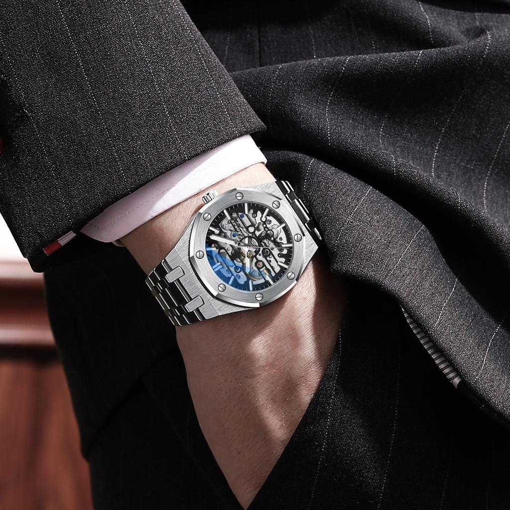 High Quality Automatic Movement Mechanical Watches For Men Fashion Casual Skeleton Hollow Luminous Waterproof Watch CHENXI