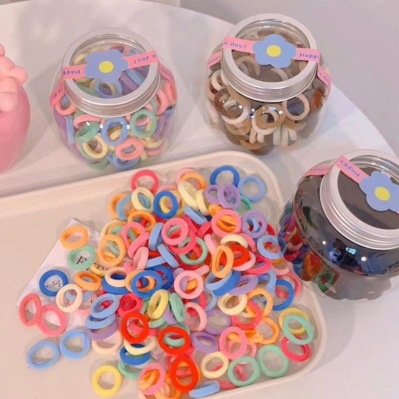 100-Piece Colorful Children's Seamless Hair Ties Set - Small Elastic Rubber Bands & Headbands