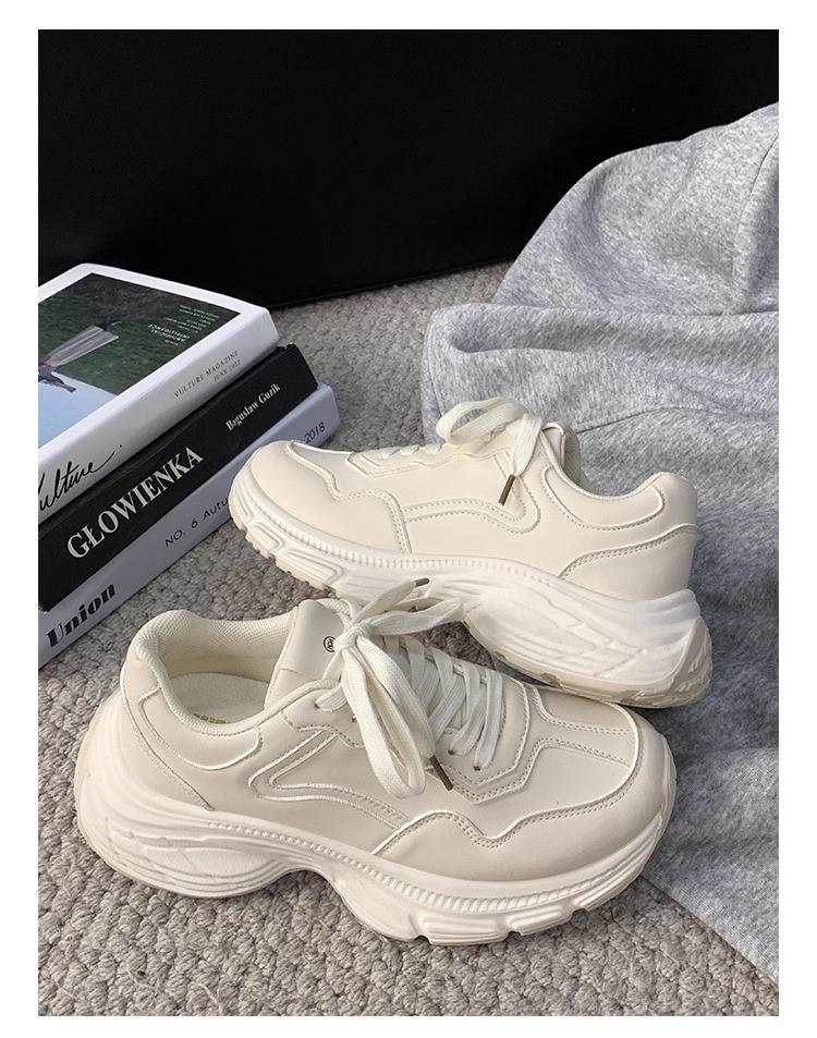 Dad Shoes Girl 2025 New Spring and Autumn Season Hong Kong Style Thick Soles Increase Little White Sneakers Women's Shoes Versatile Casual Shoes